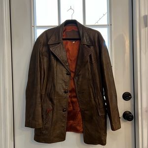 Vintage Brown Leather Jacket, size 42